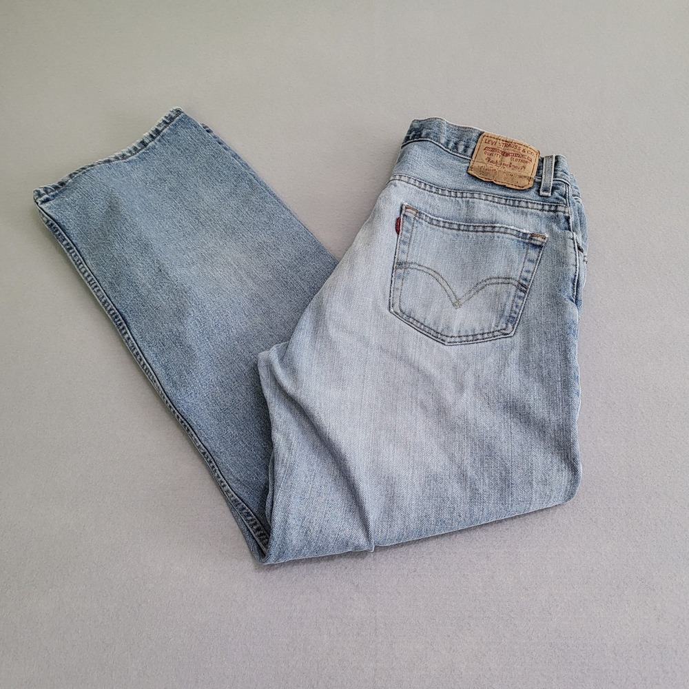 Levis 559 Denim Blue Jeans Relaxed Straight Fit Men's 36x32 Distressed Faded